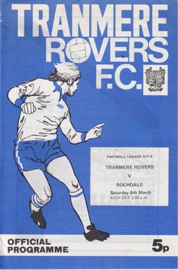Tranmere Rovers v Rochdale Match Programme 1976-03-06